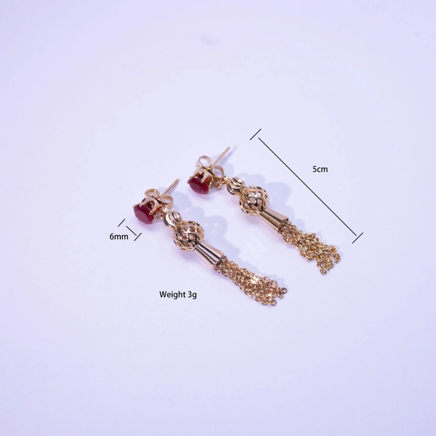 Gold-plated diamond tassel earrings for women with detailed design
