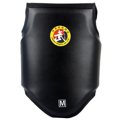 Red boxing helmet with integrated chest protector for fighting training