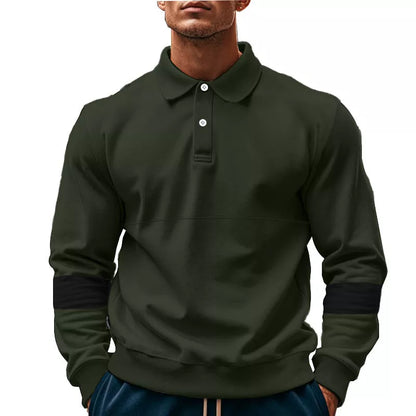 Men's long-sleeved lapel polo shirt in various colors for casual wear