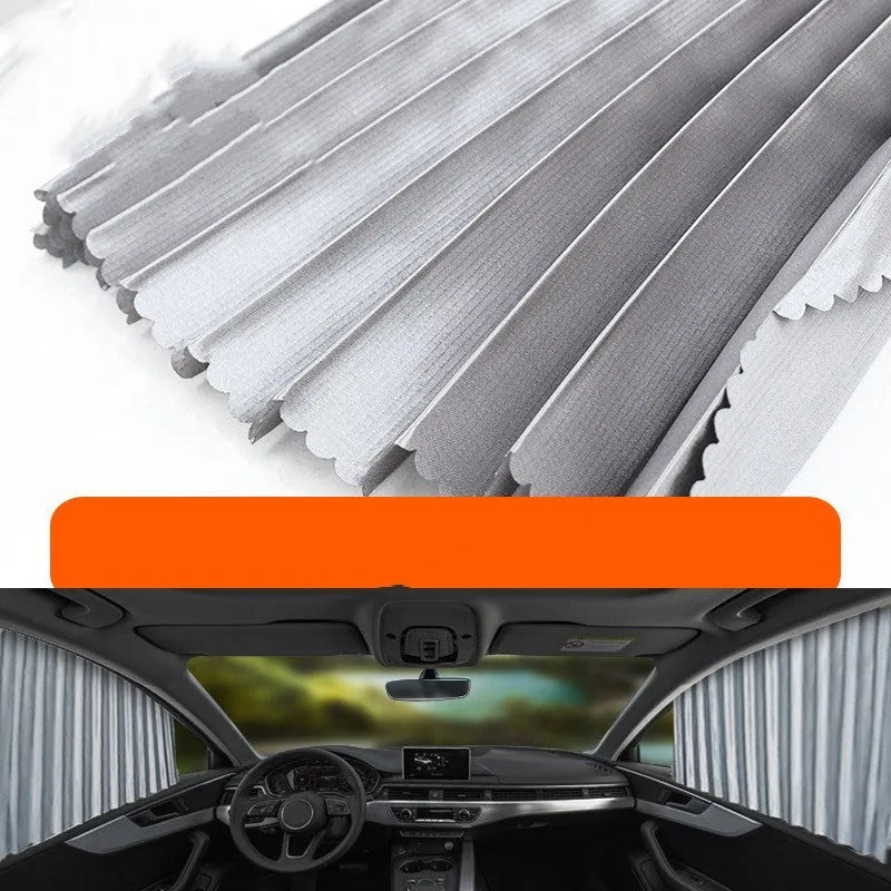 Auto retractable car sun curtain for windshield sunscreen protection in black colour