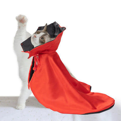 Red polyester Halloween costume cloak for a cat or small dog