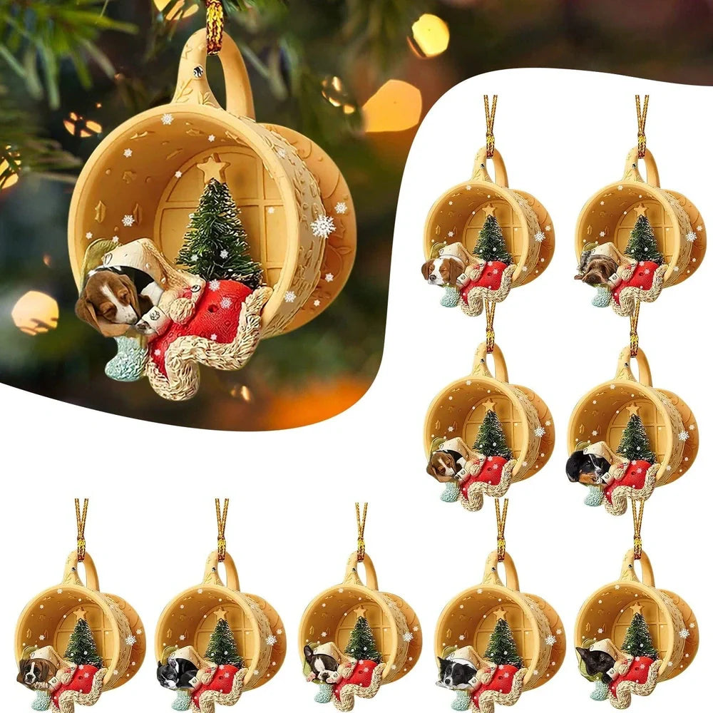 8cm acrylic sausage dog hanging decoration in multiple colours for home display