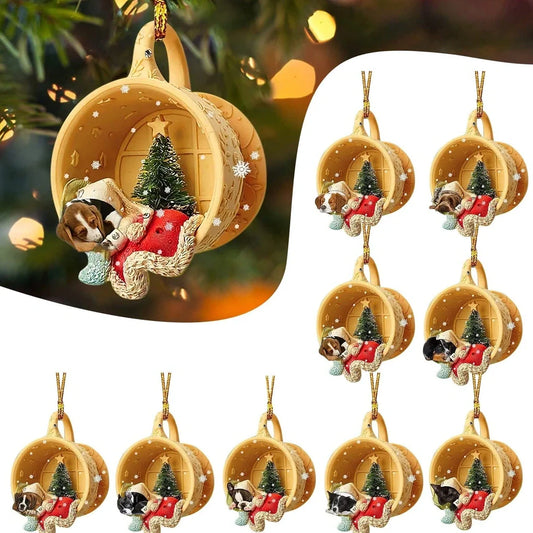 8cm acrylic sausage dog hanging decoration in multiple colours for home display