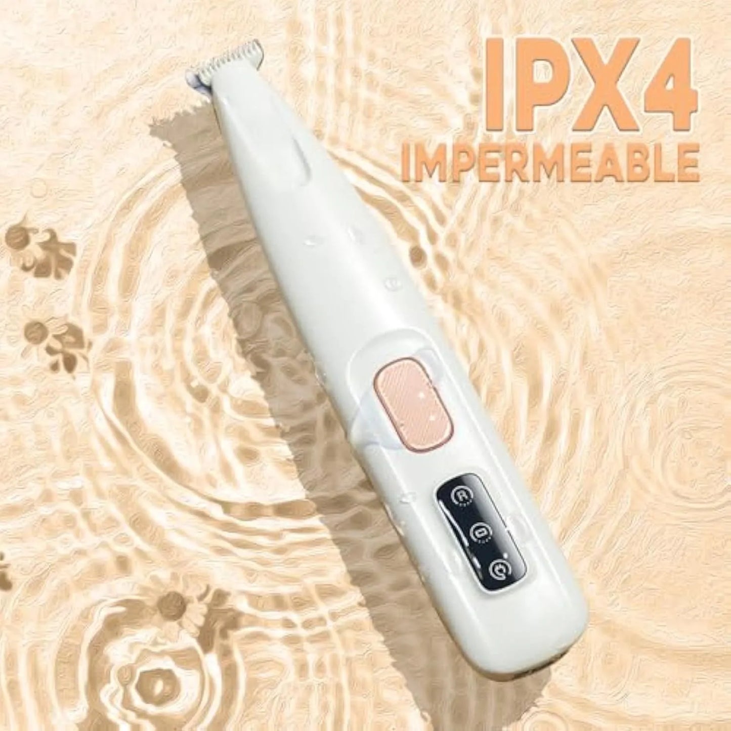 White USB rechargeable electric pet paw trimmer with LED light on grooming dog claws