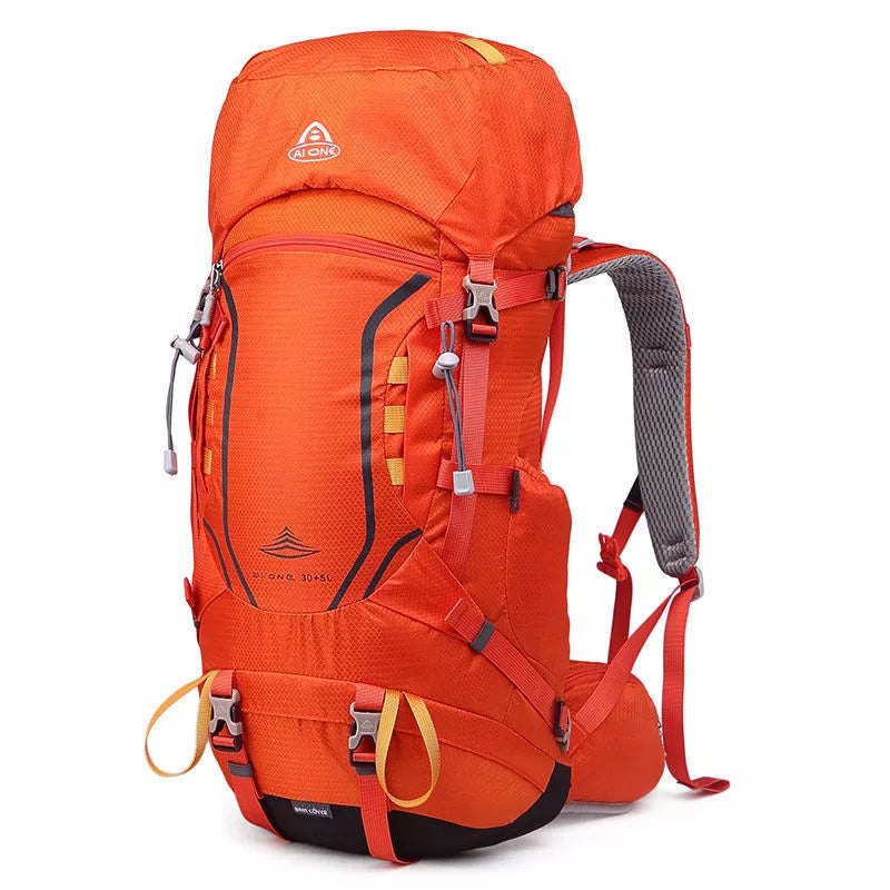 Large capacity hiking backpack in tear-resistant nylon, available in multiple colors