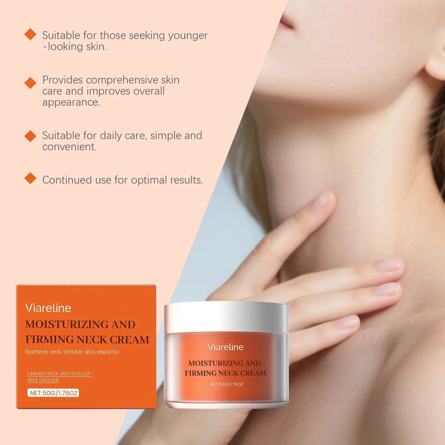 50g moisturising neck cream in compact packaging for daily anti-ageing neck skin care