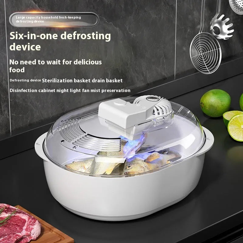 A modern simple style aluminium quick defrosting plate for household kitchen use.