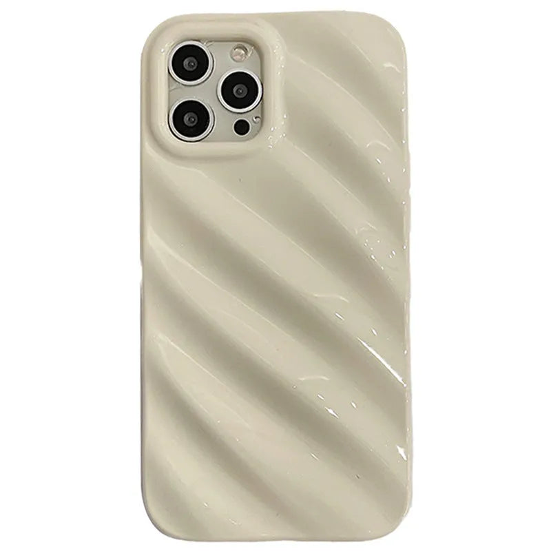 Ins Style simple pleated silicone phone case for Apple iPhone in a Nordic design colour.