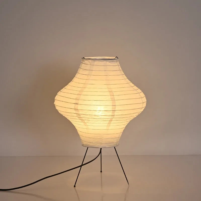 Japanese style table lamp with silent wind Xuan paper decorative shade, 32 cm diameter by 45 cm height decorative mood lamp with complimentary three-colour LED light source for ambient home and restaurant atmosphere lighting