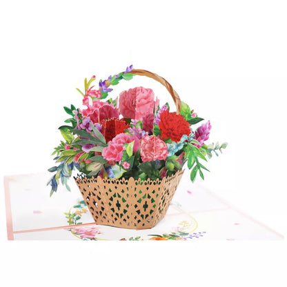 Handmade 3D PopUp Flower Bouquet Mother's Day Card with navy blue envelope