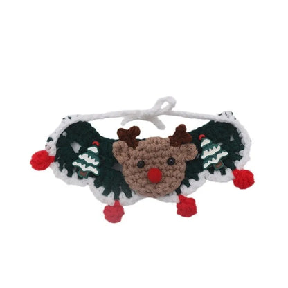 Christmas pet scarf for dog or cat in wool material with festive cartoon pattern