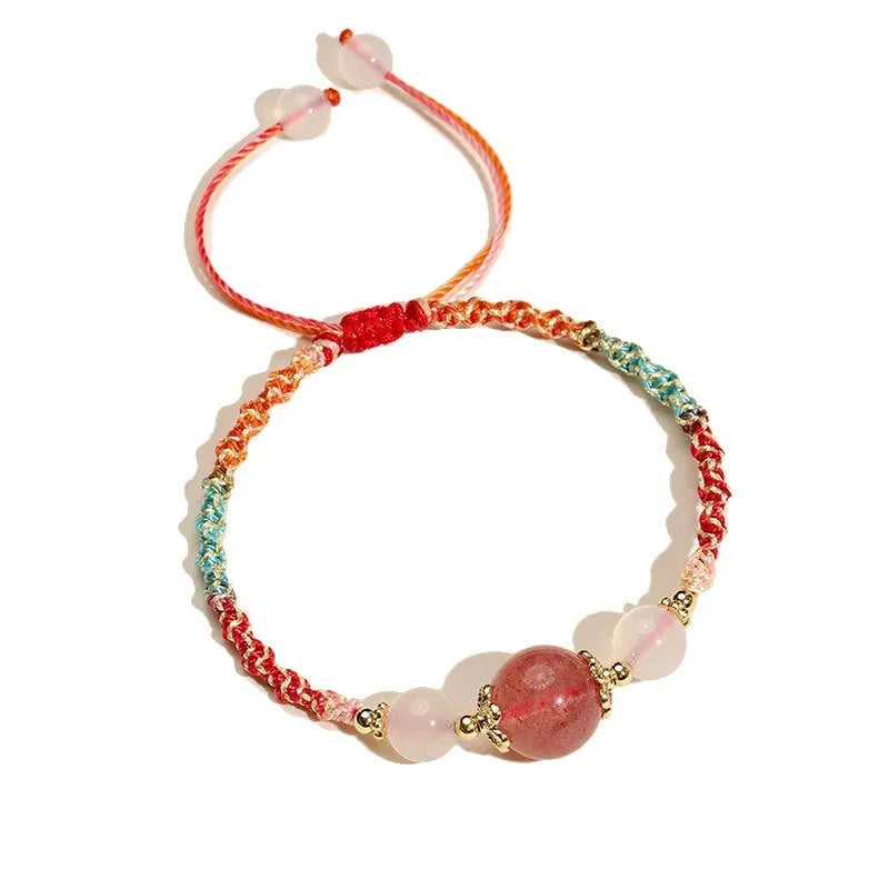 Hand-woven white agate couple bracelets with gemstone beads in three colour options