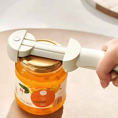 Stainless steel manual can opener with grey gear mechanism and ergonomic handles