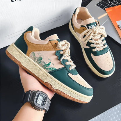 Comfortable lace-up casual shoes for stylish men, featuring a soft, thick sole, breathable design, and trendy color options
