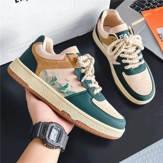 Comfortable lace-up casual shoes for stylish men, featuring a soft, thick sole, breathable design, and trendy color options