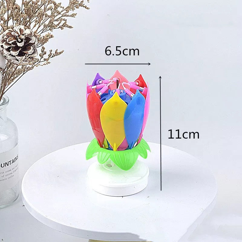 Lotus Music Birthday Candle with rotating design and happy birthday song
