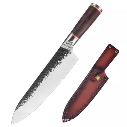 Forged Hammer Pattern Cutting Tool Stainless Steel Set with various knives and sheaths