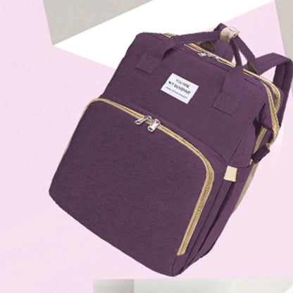 Lightweight nylon mother and baby storage bag with USB interface and curved shoulder strap