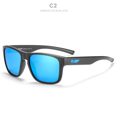 Men's polarised sunglasses with TAC lenses and PC frame in a selection of eight colours for outdoor use.