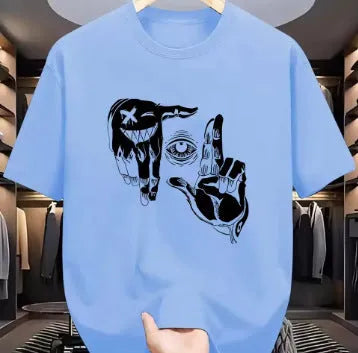 Men's cartoon print t-shirt in polyester bird eye cloth with short sleeves