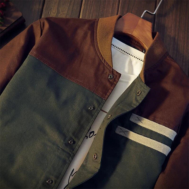 Men's Korean Style Single-Breasted Casual Jacket in green and blue