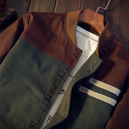 Men's Korean Style Single-Breasted Casual Jacket in green and blue