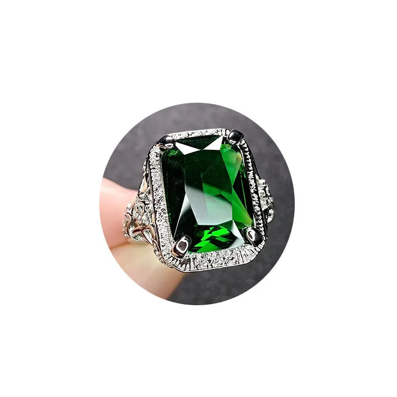 Adjustable women's copper fashion ring with electroplated platinum colour finish in geometric design