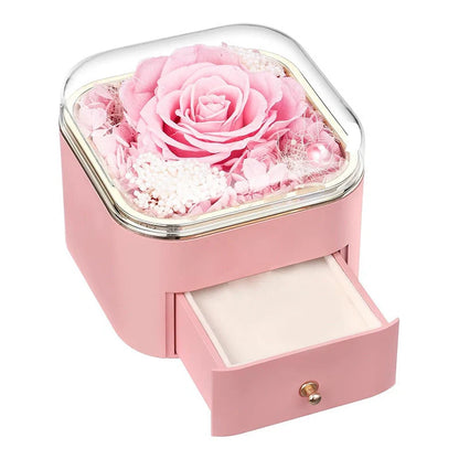 Valentine's Day Rose Flower Drawer Jewelry Box in various colors