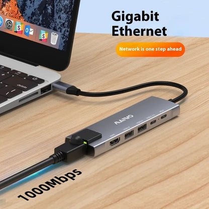 Steam Deck Six-in-one Docking Station with aluminium housing, 15cm cable, HDMI, Ethernet and USB ports