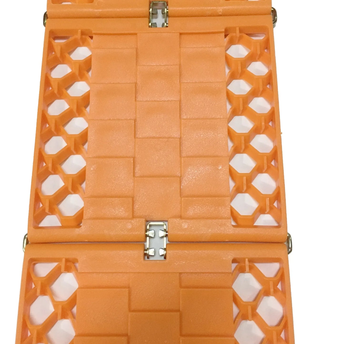 Pair of orange folding anti-slip car rescue boards for snow and mud recovery