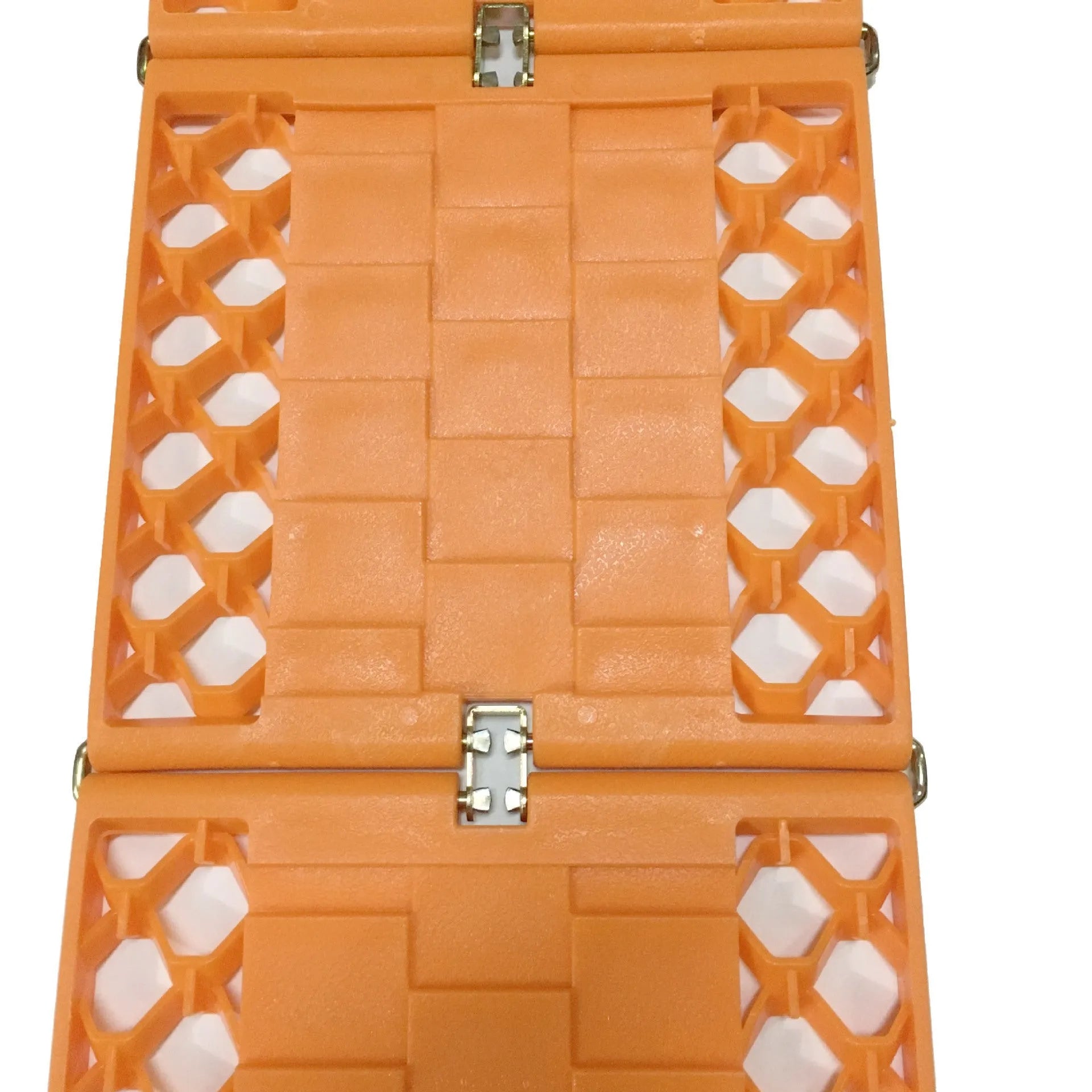 Pair of orange folding anti-slip car rescue boards for snow and mud recovery