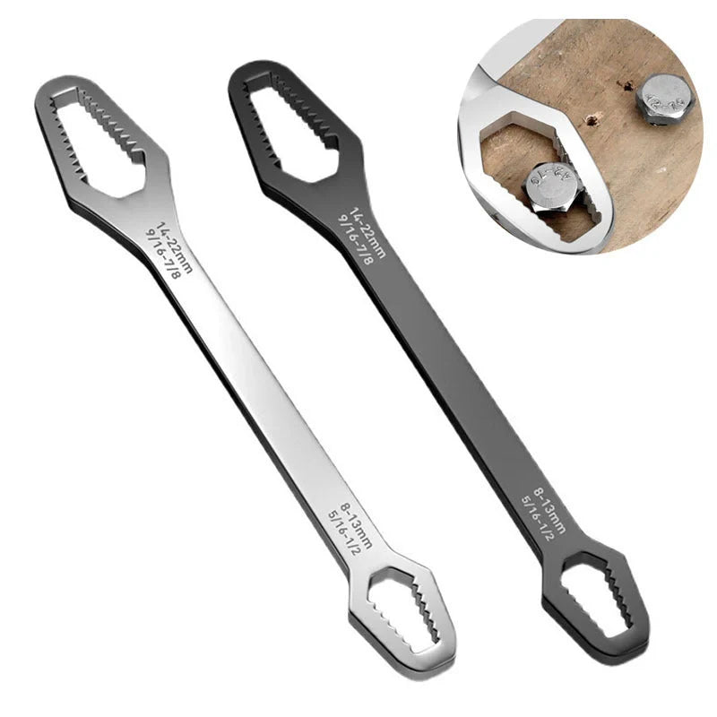 Dual-headed wrench made of durable 45# steel with a galvanized finish, designed for versatile household use