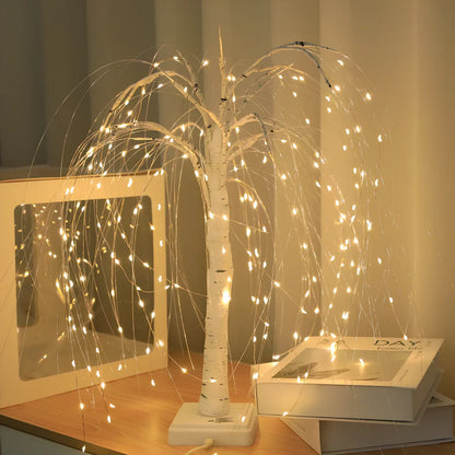 Copper wire decorative night light with 192 LED beads arranged on flexible 500mm branches