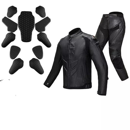 Black wind-proof motorcycle leather pants suit for men and women