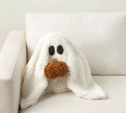 Gus The Ghost With Pumpkin Pillow Halloween Plush Throw Cushion - 75*90CM, PP cotton filled, festive home decor
