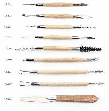 27-piece pottery clay tool set with rolling tool in OPP bag for sculpting and DIY crafts