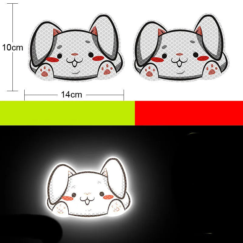 Reflective warning signs for automobiles and motorcycles with diamond film, 9cm by 5cm, in styles like Bucktooth melon seeds