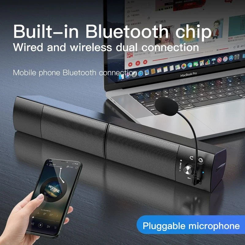 Powerful Bluetooth subwoofer speaker with dual high-power speakers, independent volume controls, and versatile connectivity options