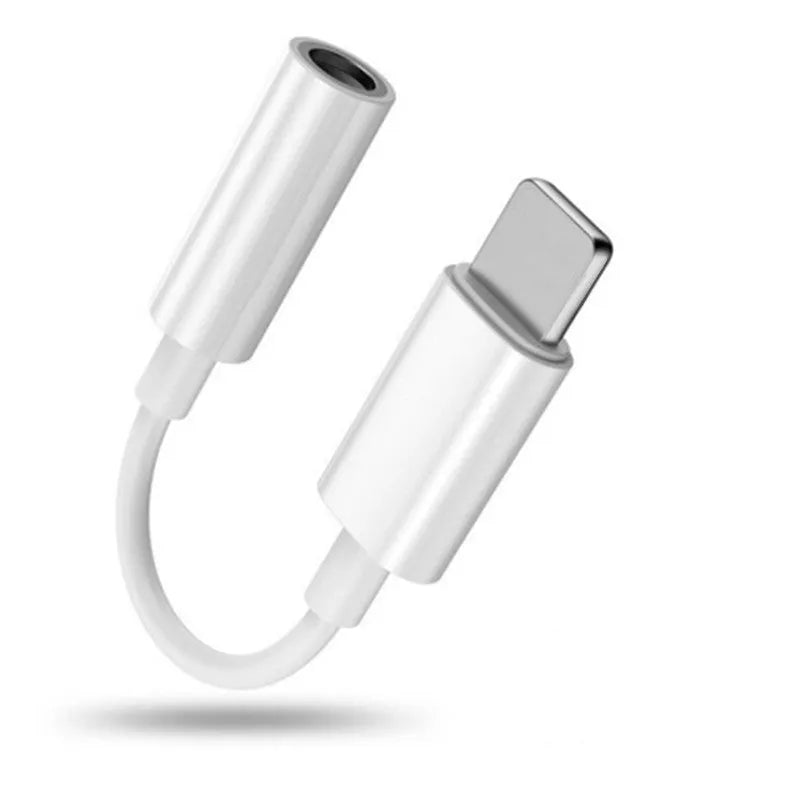 White Lightning to 3.5mm audio adapter cable for iPhone compatibility with 8cm length