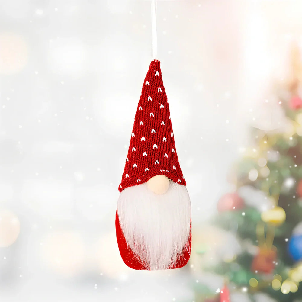 Christmas knitted small pendant decoration in red with 8cm diameter non-woven fabric construction