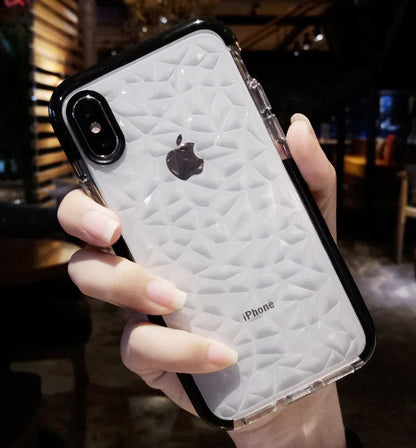 TPU iPhone case with striped back cover design in pink with white edge colour option