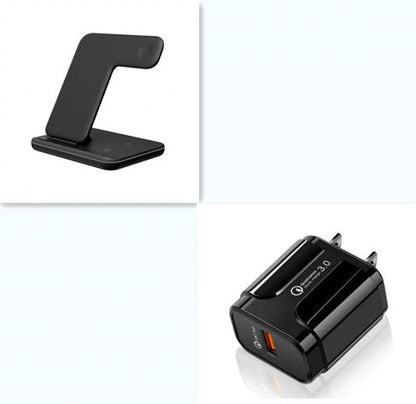 3-in-1 wireless charger for phone, watch, and headset in black and white