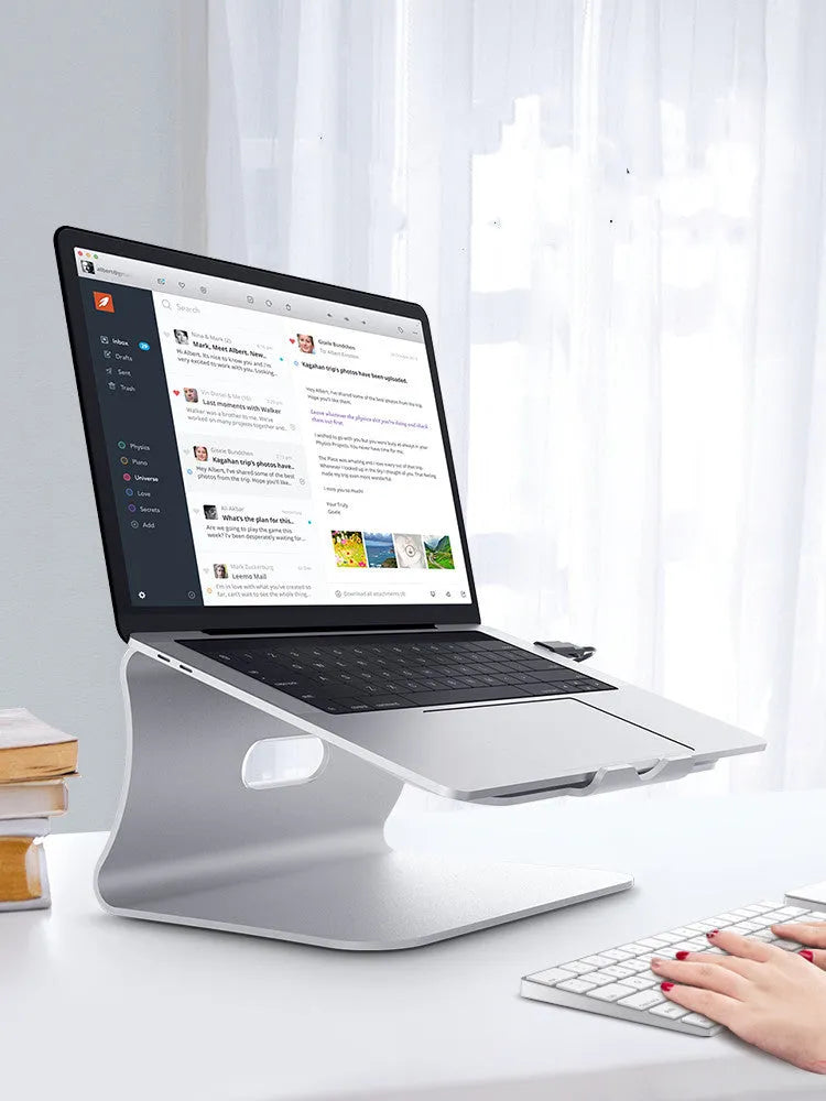 Aluminium alloy notebook cooling bracket with rotary mechanism in silver colour