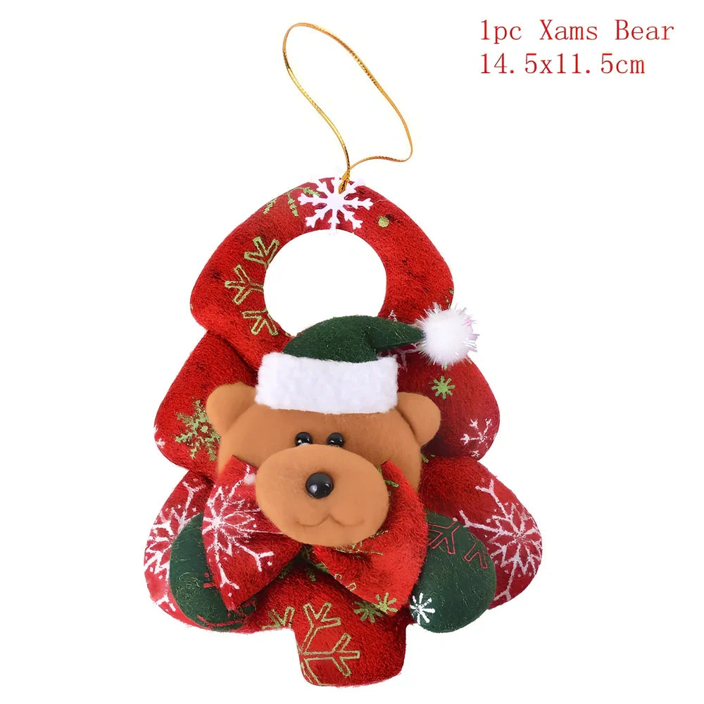 Christmas decoration set showing bear, deer, old man, and snowman characters for festive display