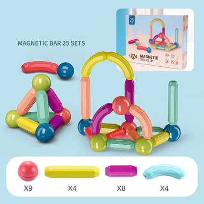 Colorful magnetic stick building blocks set for children, educational STEM toy