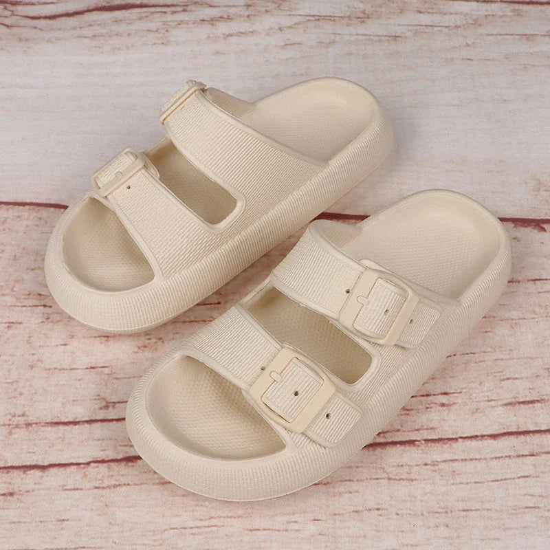 Stylish buckle slip-on platform sandals in various colors for women's summer fashion