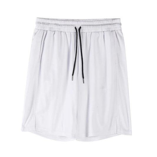 Men's quick-drying mesh shorts in black or white with loose fit and elastic mid-waist for casual wear