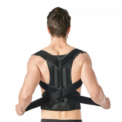 Adjustable Posture Corrector Belt in black and grey, sizes XS to 4XL