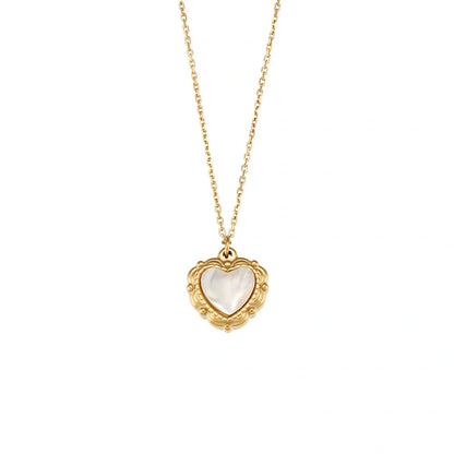 Luxury Love Light Pendant Necklace with 18k gold plating and vintage shell love design