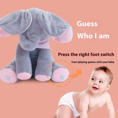 Blue and pink elephant singing plush toys with battery-powered sound function for early education